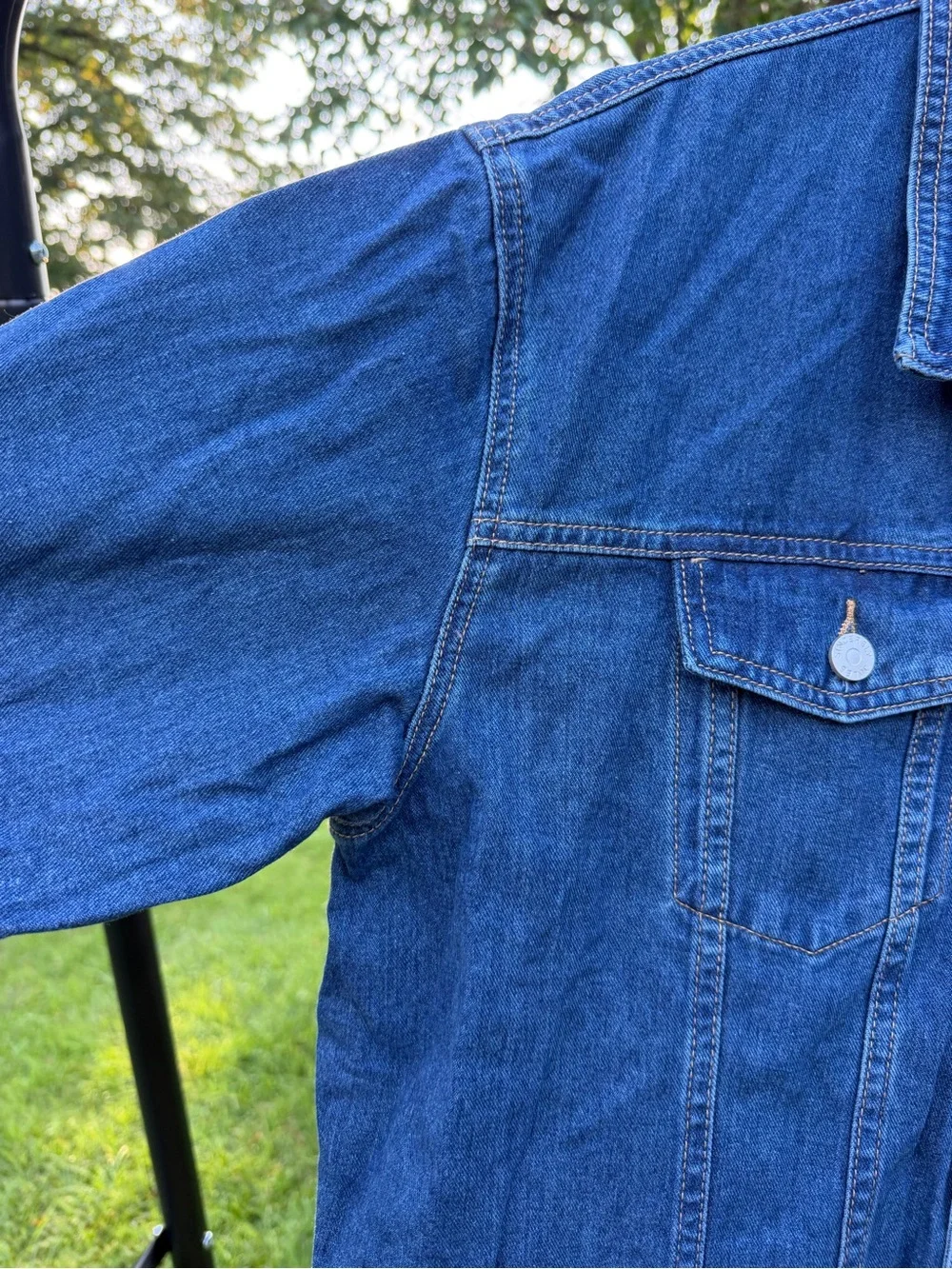 Sincerely Jules Oversized Denim Jacket Sz XL Medium Wash Classic Trucker Jean